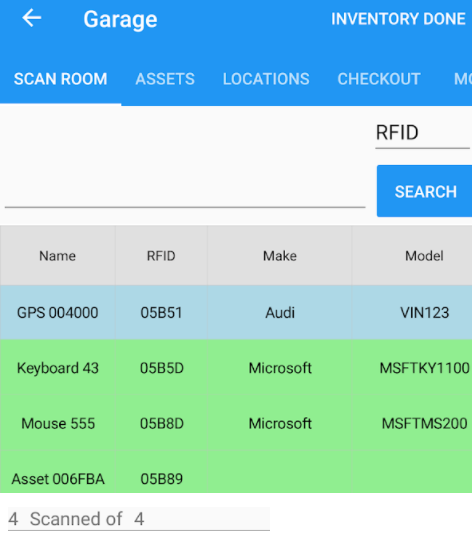 AssetWorx! check-in and check-out custody screen